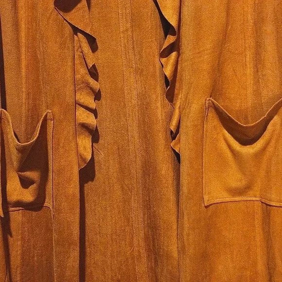 Moon River Faux Suede Sleeveless Duster Vest – Camel Brown – Size XS - Picture 3 of 9
